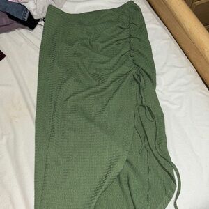 Cider Green Ruched Maxi Skirt Resort Wear